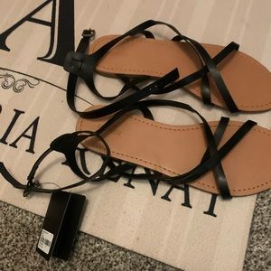 Brand new lace up black flats ! Sz-8